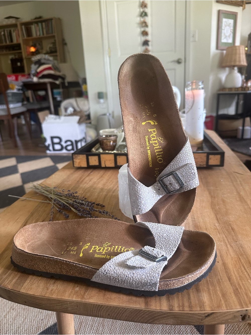 Papillio Women's Silver Textured Single-Band Cork Slide sandal Size 7 Like new - Picture 2 of 8